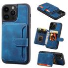 For iPhone 15 Pro Skin Feel Dream RFID Anti-theft PU Card Bag Phone Case(Peacock Blue) - 1