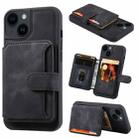 For iPhone 15 Skin Feel Dream RFID Anti-theft PU Card Bag Phone Case(Black) - 1