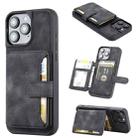 For iPhone 16 Pro Max Skin Feel Dream RFID Anti-theft PU Card Bag Phone Case(Black) - 1