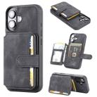 For iPhone 16 Skin Feel Dream RFID Anti-theft PU Card Bag Phone Case(Black) - 1