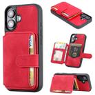 For iPhone 16 Skin Feel Dream RFID Anti-theft PU Card Bag Phone Case(Red) - 1