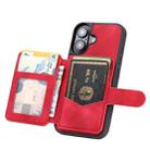 For iPhone 16 Skin Feel Dream RFID Anti-theft PU Card Bag Phone Case(Red) - 3