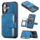 For iPhone 16 Skin Feel Dream RFID Anti-theft PU Card Bag Phone Case(Peacock Blue) - 1