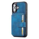 For iPhone 16 Skin Feel Dream RFID Anti-theft PU Card Bag Phone Case(Peacock Blue) - 2