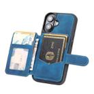 For iPhone 16 Skin Feel Dream RFID Anti-theft PU Card Bag Phone Case(Peacock Blue) - 3