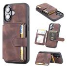 For iPhone 16 Skin Feel Dream RFID Anti-theft PU Card Bag Phone Case(Coffee) - 1