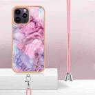 For iPhone 16 Pro Electroplating Marble Dual-side IMD Phone Case with Lanyard(Pink 013) - 3