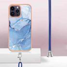 For iPhone 16 Pro Electroplating Marble Dual-side IMD Phone Case with Lanyard(Blue 018) - 3