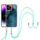 For iPhone 16 Pro Electroplating Marble Dual-side IMD Phone Case with Lanyard(Green 017) - 2