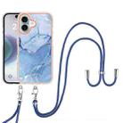 For iPhone 16 Electroplating Marble Dual-side IMD Phone Case with Lanyard(Blue 018) - 2