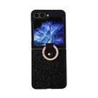 For Samsung Galaxy Z Flip5 Colorful Glitter PC Shockproof Phone Case with Ring Holder(Black) - 1