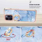 For iPhone 16 Pro Max Electroplating Marble Dual-side IMD Phone Case with Ring(Blue 018) - 3