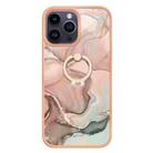 For iPhone 16 Pro Max Electroplating Marble Dual-side IMD Phone Case with Ring(Rose Gold 015) - 2