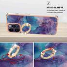 For iPhone 16 Pro Electroplating Marble Dual-side IMD Phone Case with Ring(Purple 016) - 3