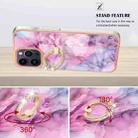 For iPhone 16 Pro Electroplating Marble Dual-side IMD Phone Case with Ring(Pink 013) - 3