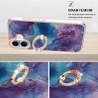 For iPhone 16 Plus Electroplating Marble Dual-side IMD Phone Case with Ring(Purple 016) - 3