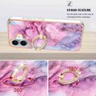 For iPhone 16 Plus Electroplating Marble Dual-side IMD Phone Case with Ring(Pink 013) - 3