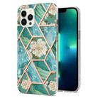 For iPhone 15 Pro Max Electroplating Splicing Marble Flower Pattern TPU Shockproof Case(Blue Flower) - 1
