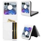 For Motorola Moto Razr 50 Card Slot PU Leather PC Phone Case(White) - 1