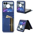 For Motorola Moto Razr 50 Card Slot PU Leather PC Phone Case(Blue) - 1