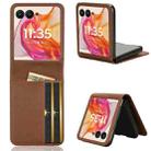For Motorola Moto Razr 50 Ultra Card Slot PU Leather PC Phone Case(Brown) - 1