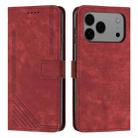 For iPhone 17 Pro Max Skin Feel Stripe Pattern Leather Phone Case with Lanyard(Red) - 1