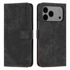 For iPhone 17 Pro Max Skin Feel Stripe Pattern Leather Phone Case with Lanyard(Black) - 1