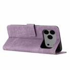 For iPhone 17 Pro Max Skin Feel Stripe Pattern Leather Phone Case with Lanyard(Purple) - 3