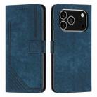 For iPhone 17 Pro Skin Feel Stripe Pattern Leather Phone Case with Lanyard(Blue) - 1