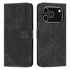 For iPhone 17 Pro Skin Feel Stripe Pattern Leather Phone Case with Lanyard(Black) - 1
