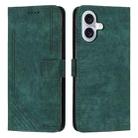 For iPhone 17 Skin Feel Stripe Pattern Leather Phone Case with Lanyard(Green) - 1