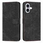 For iPhone 17 Skin Feel Stripe Pattern Leather Phone Case with Lanyard(Black) - 1