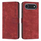 For iPhone 17 Air Skin Feel Stripe Pattern Leather Phone Case with Lanyard(Red) - 1