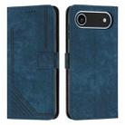 For iPhone 17 Air Skin Feel Stripe Pattern Leather Phone Case with Lanyard(Blue) - 1