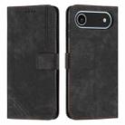 For iPhone 17 Air Skin Feel Stripe Pattern Leather Phone Case with Lanyard(Black) - 1