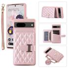 For Google Pixel 7 Horizontal Card Bag Phone Case with Dual Lanyard(Rose Gold) - 1