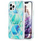 For iPhone 15 Pro Electroplating Splicing Marble Flower Pattern Dual-side IMD TPU Shockproof Phone Case(Green) - 1