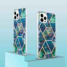 For iPhone 16 Pro Max Electroplating Splicing Marble Flower Pattern Dual-side IMD TPU Shockproof Phone Case(Blue Green) - 2