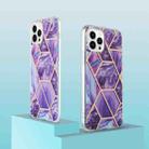 For iPhone 16 Pro Electroplating Splicing Marble Flower Pattern Dual-side IMD TPU Shockproof Phone Case(Dark Purple) - 2