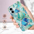 For iPhone 16 Plus Electroplating Splicing Marble Flower Pattern Dual-side IMD TPU Shockproof Phone Case(Blue) - 2