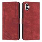 For Samsung Galaxy A05 Skin Feel Stripe Pattern Leather Phone Case with Long Lanyard(Red) - 1
