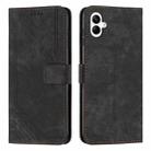 For Samsung Galaxy A05 Skin Feel Stripe Pattern Leather Phone Case with Long Lanyard(Black) - 1