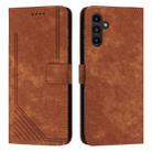 For Samsung Galaxy S24 Skin Feel Stripe Pattern Leather Phone Case with Long Lanyard(Brown) - 1