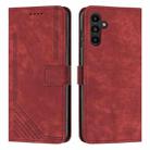For Samsung Galaxy S24 Skin Feel Stripe Pattern Leather Phone Case with Long Lanyard(Red) - 1