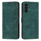 For Samsung Galaxy S24 Skin Feel Stripe Pattern Leather Phone Case with Long Lanyard(Green) - 1