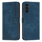 For Samsung Galaxy S24 Skin Feel Stripe Pattern Leather Phone Case with Long Lanyard(Blue) - 1