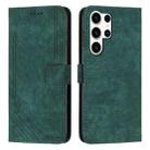 For Samsung Galaxy S24 Ultra Skin Feel Stripe Pattern Leather Phone Case with Long Lanyard(Green) - 1