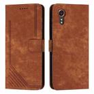For Samsung Galaxy Xcover 7 Skin Feel Stripe Pattern Leather Phone Case with Long Lanyard(Brown) - 1