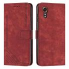 For Samsung Galaxy Xcover 7 Skin Feel Stripe Pattern Leather Phone Case with Long Lanyard(Red) - 1