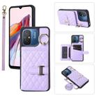 For Xiaomi Redmi 12C Horizontal Card Bag Ring Holder Phone Case with Dual Lanyard(Purple) - 1